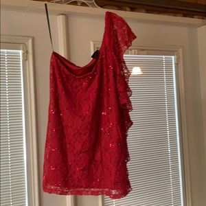 Torrid Red Sequin Shoulder Shirt